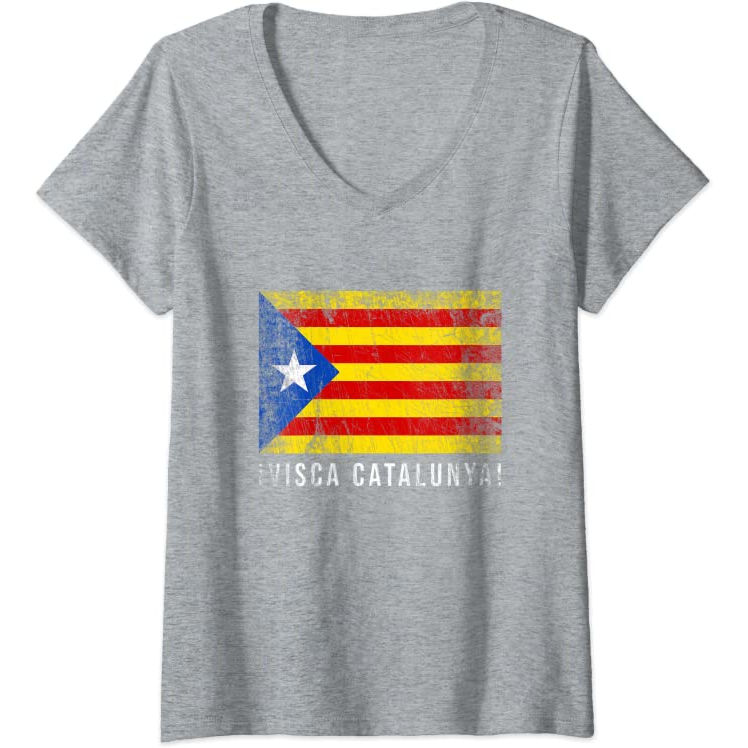 Samarreta "Visca Catalunya!" per a dona amb coll en V