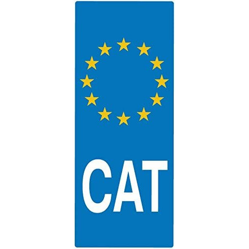 Adhesiu del CAT amb la bandera d'Europa per enganxar a la matrícula