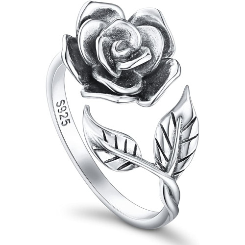 Anell de plata amb rosa de Sant Jordi