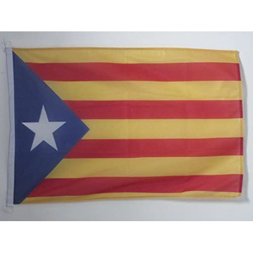 Bandera estelada blava de 90x60 cm horitzontal amb anelles