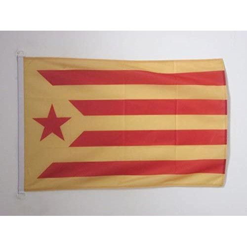 Bandera estelada vermella de 45x30 cm horitzontal amb anelles