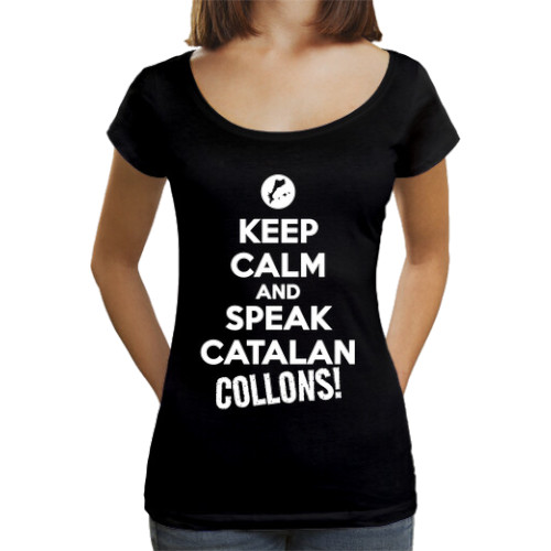 Samarreta de coll ample per a dona "Keep Calm and Speak Catalan, Collons!"