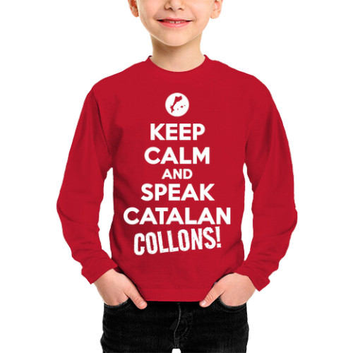 Samarreta de màniga llarga per a nens i nenes "Keep Calm and Speak Catalan, Collons!"