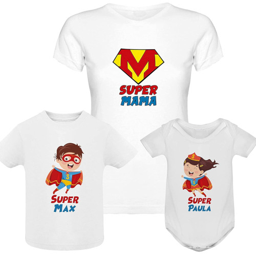 Samarreta de Super Mama + samarretes o bodys per a fills