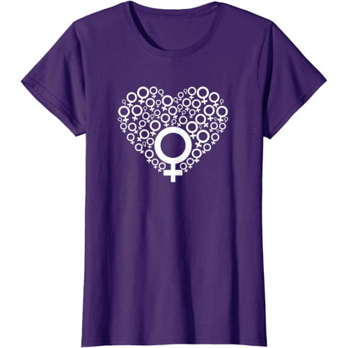 Samarreta violeta amb cor feminista blanc