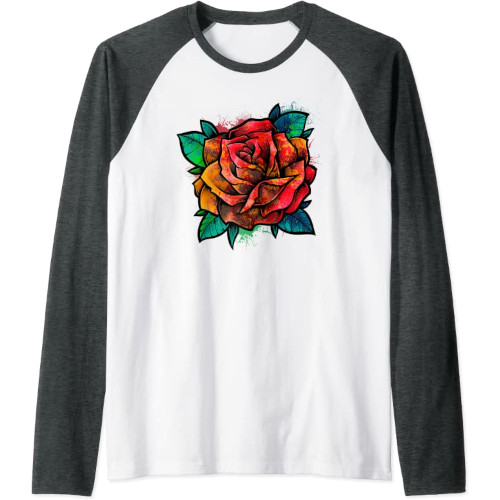 Samarreta de m脿niga raglan amb una rosa amb estil modern