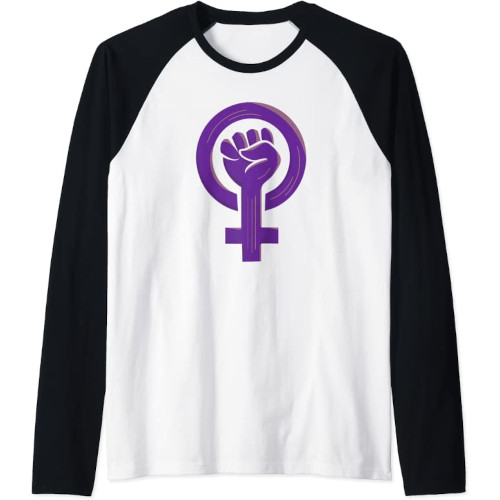 Samarreta de màniga raglan amb el símbol feminista lila